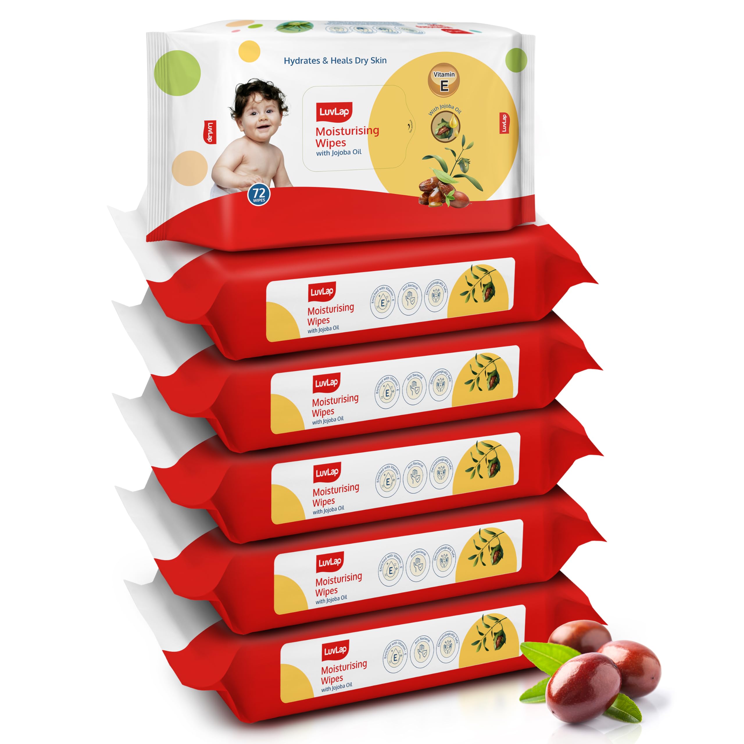 LuvLap Paraben Free Baby Wipes with Jojoba Oil (72 Wipes/Pack, Pack of 6)-image-28