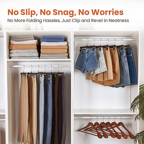 Miniatura 6 de HOUSE DAY Perchas para pantalones y faldas  Paquete de 10 perchas para pantalones con clips grandes antideslizantes  Perchas de armario para