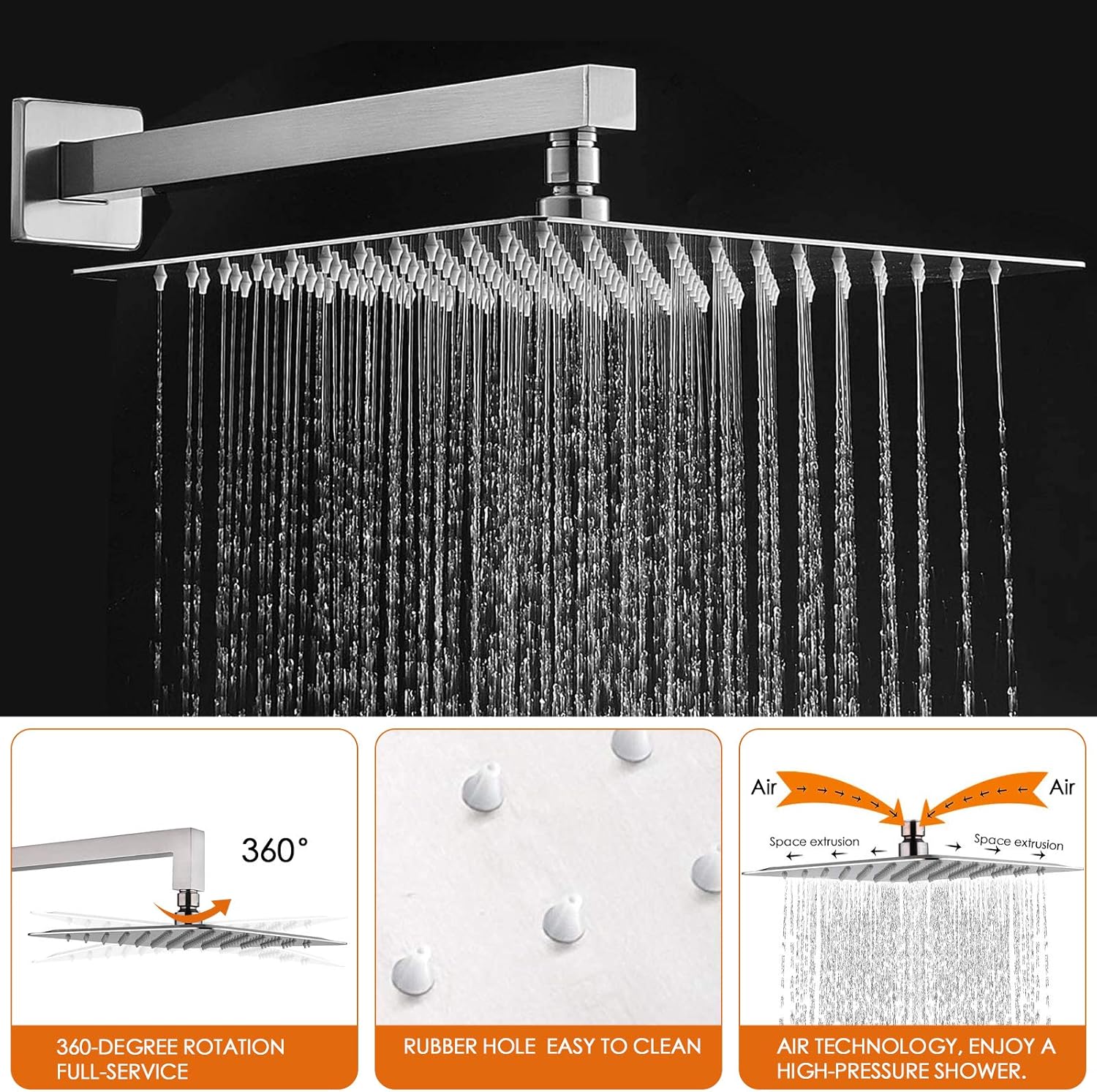 Exclusive Discount 60% Price 12 Inches Bathroom Rain Shower Combo Set, Wall Mounted Luxury Rainfall Shower Head System with Rough-in Valve Body and Trim (12 Inch, Brushed Nickel)