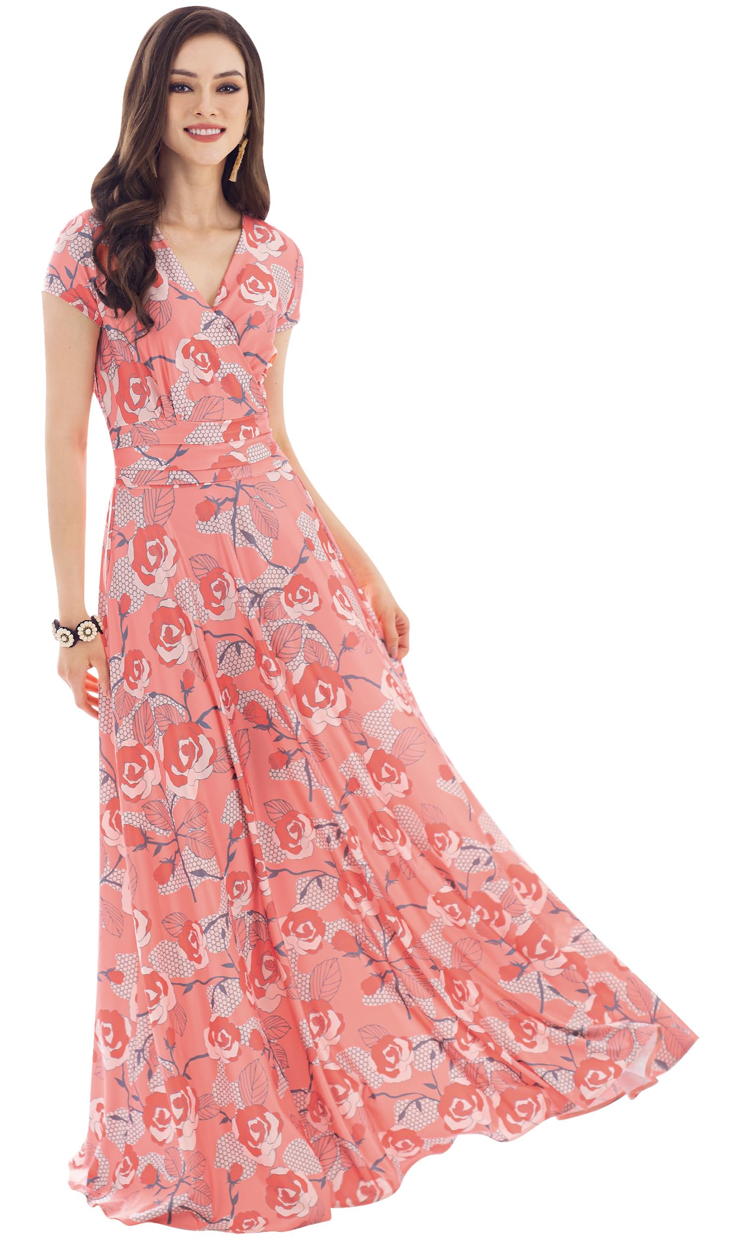 KOH KOH Womens Long Modest Floor Length Flowing Summer Print Maxi Dress