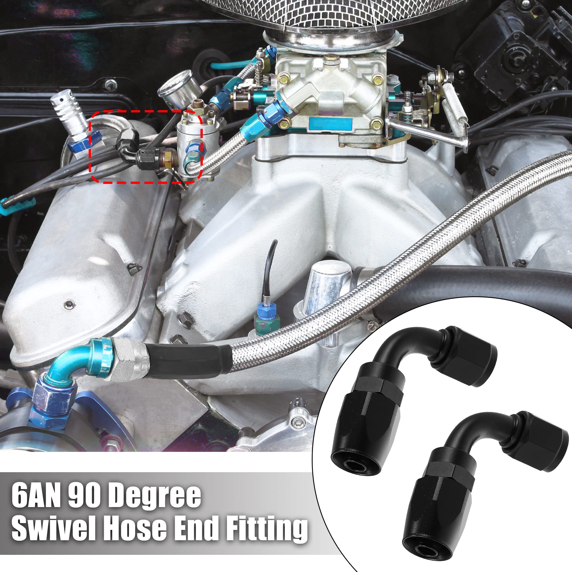 X AUTOHAUX 2uds 6AN Hembra Auto Combustible Giratorio Manguera Ajuste Adaptador 90 Grados AN6