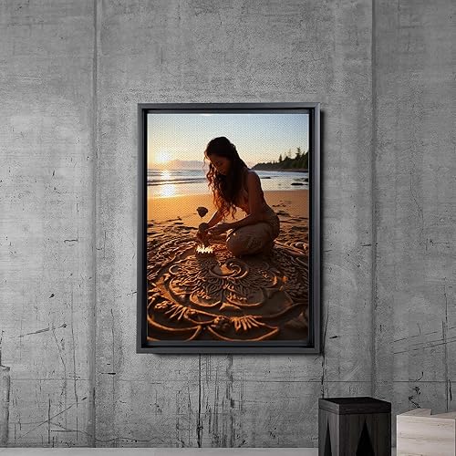 Miniatura 2 de Yoga Wall Art, Canvas Prints Yoga Meditation Studio Room Decorations Tie Dye Hippie Psychedelic Poster with Frame Meditating Peace Wall Art Hanging