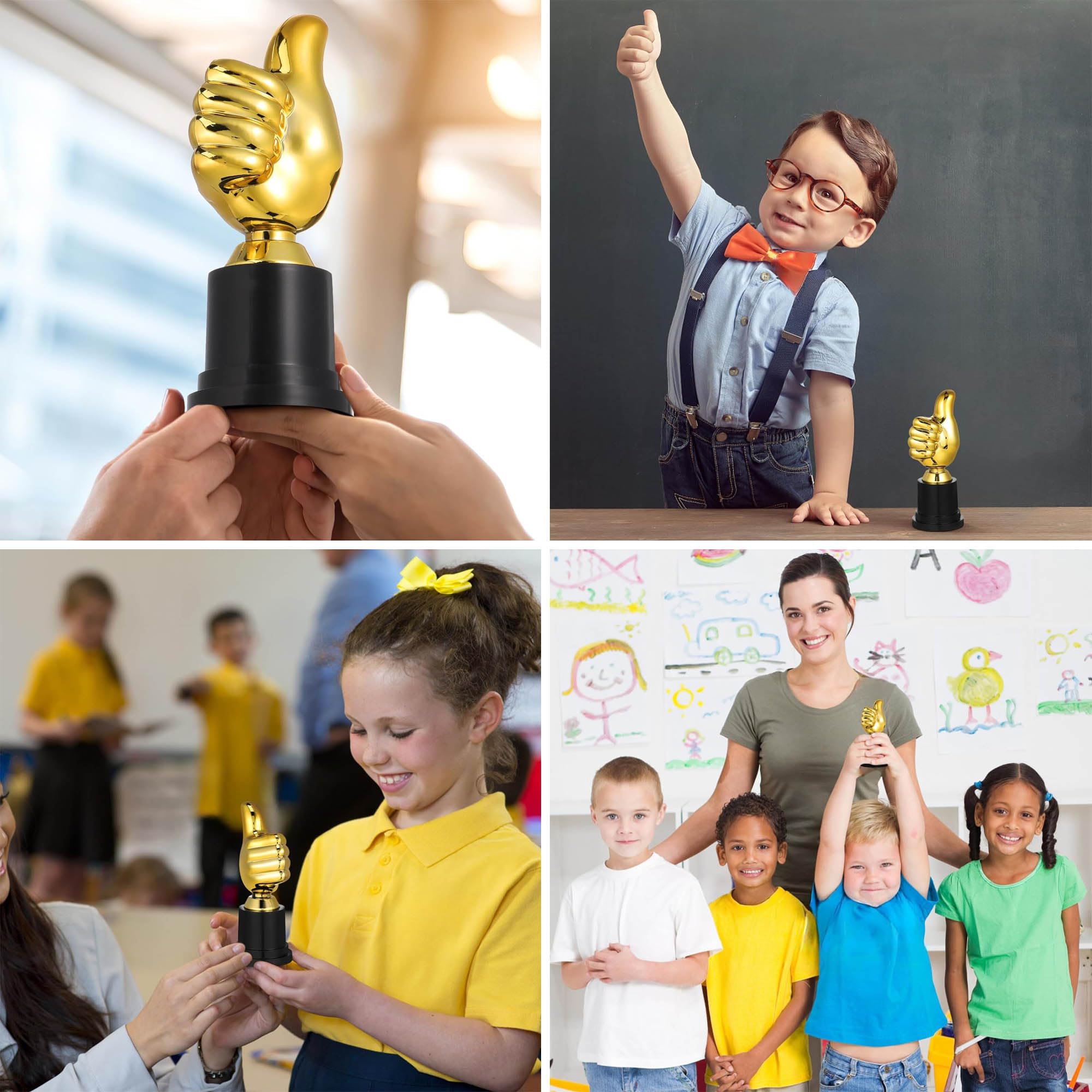 Trophée Pouce Levé Or – Mini Statuette Plastique Dorée, Idéal Récompense Sport, École Et Compétition