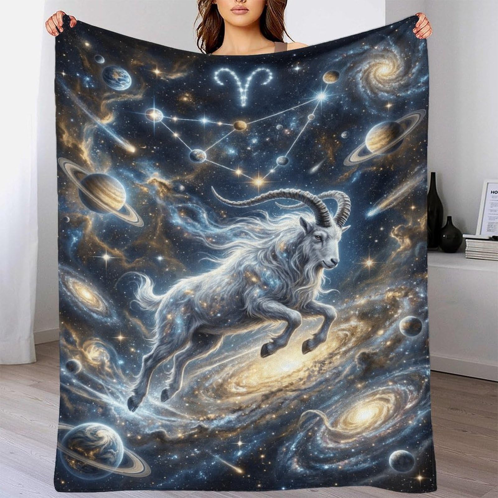 W7C8U2X3 Aries Zodiac for for Flannel Throw Blanket, Couch Bed Travel