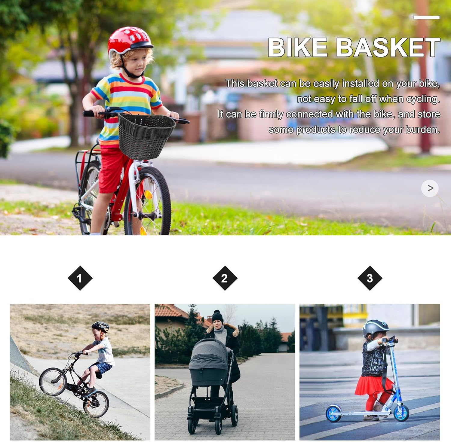 Cabilock Vintage Wicker Bike Basket Front Handlebar Hanging Basket Compact Dark Anti-Rust Cycling Accessory for Adult Bicycles Grocery and Daily Use