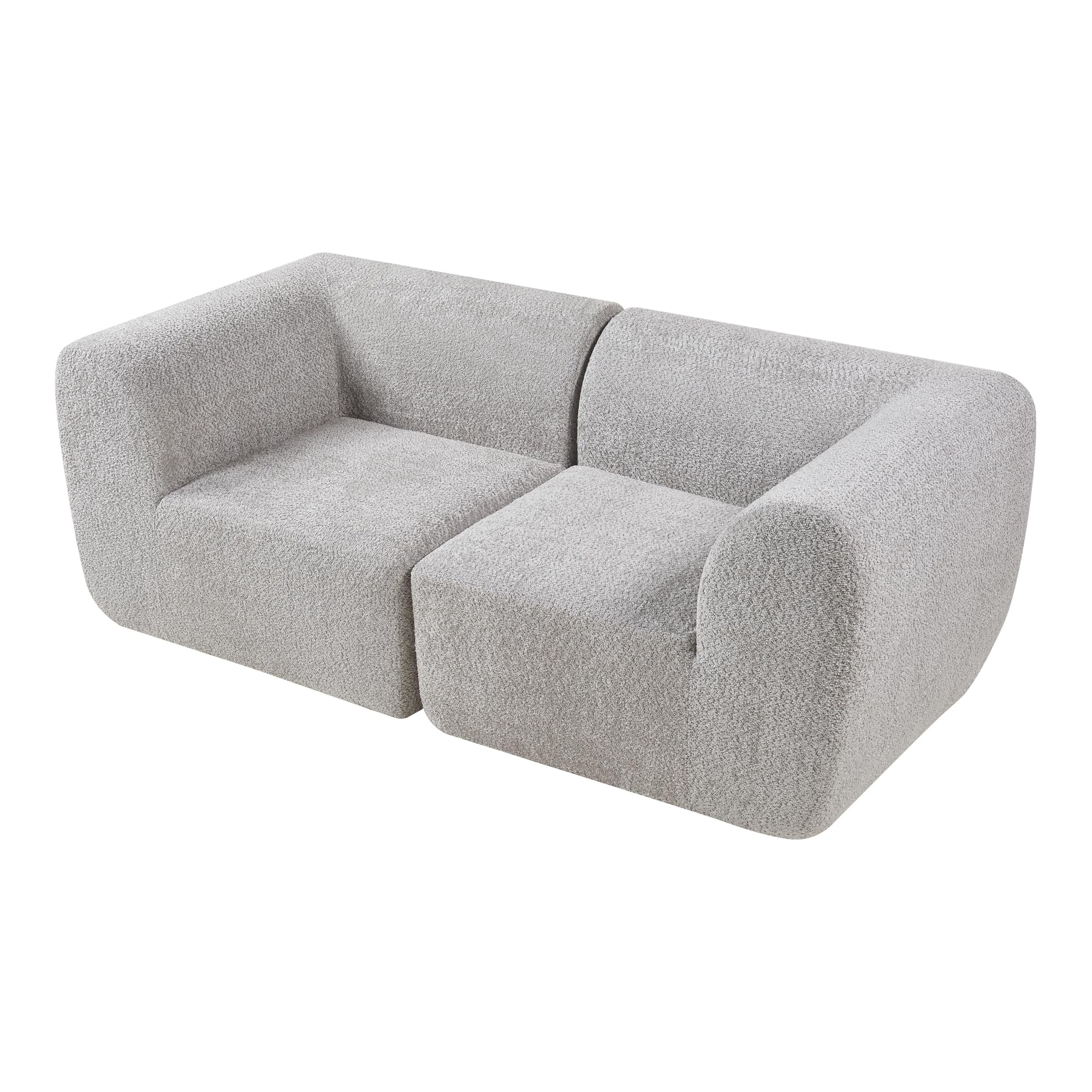 [en.casa] Canapé 2 Places Modulable d'angle Composable Élément Modulaire Siège Module d'Assise Accoudoir Boucles Enfichables Salon Chambre Séjour Élégant Rembourré Polyester Gris 76 x 216 x 108 cm
