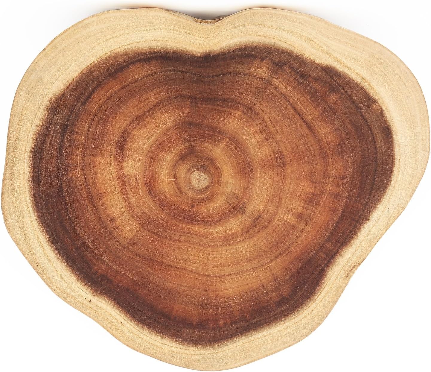 Resafy Round Cutting Board(Dia. 10~12 inch), Exquisite Non-Splicing Acacia Wood Cheese Board, Reversible Wooden Charcuterie Board (Non-Exact Round, Follow Actual Shape of wood)