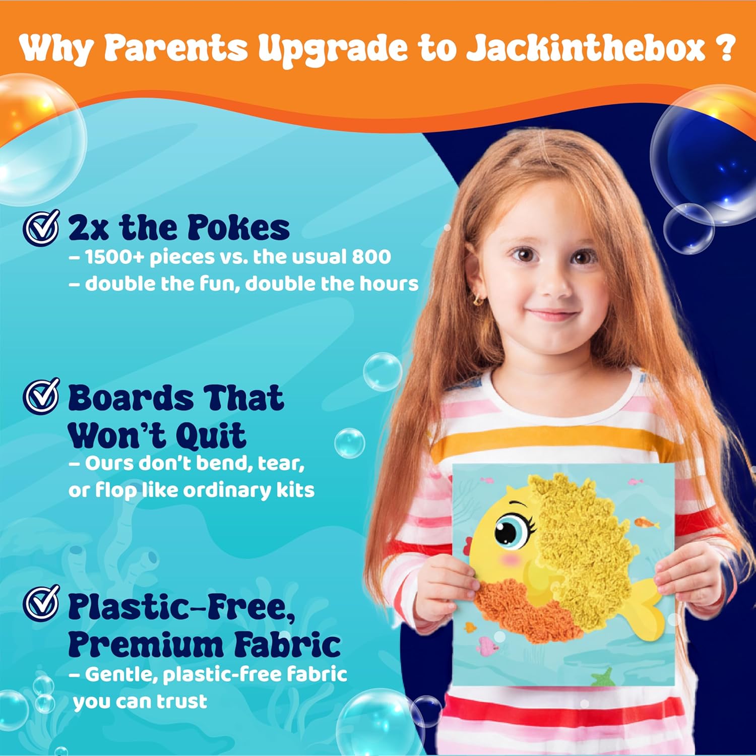 jackinthebox Poke Poke Art – Ocean Theme, Mess-Free Fabric Art and Craft, Flower Pressing Kits, Gift for Kids, Toys for Girls and Boys Ages 4 5 6 7 8 - Image 4