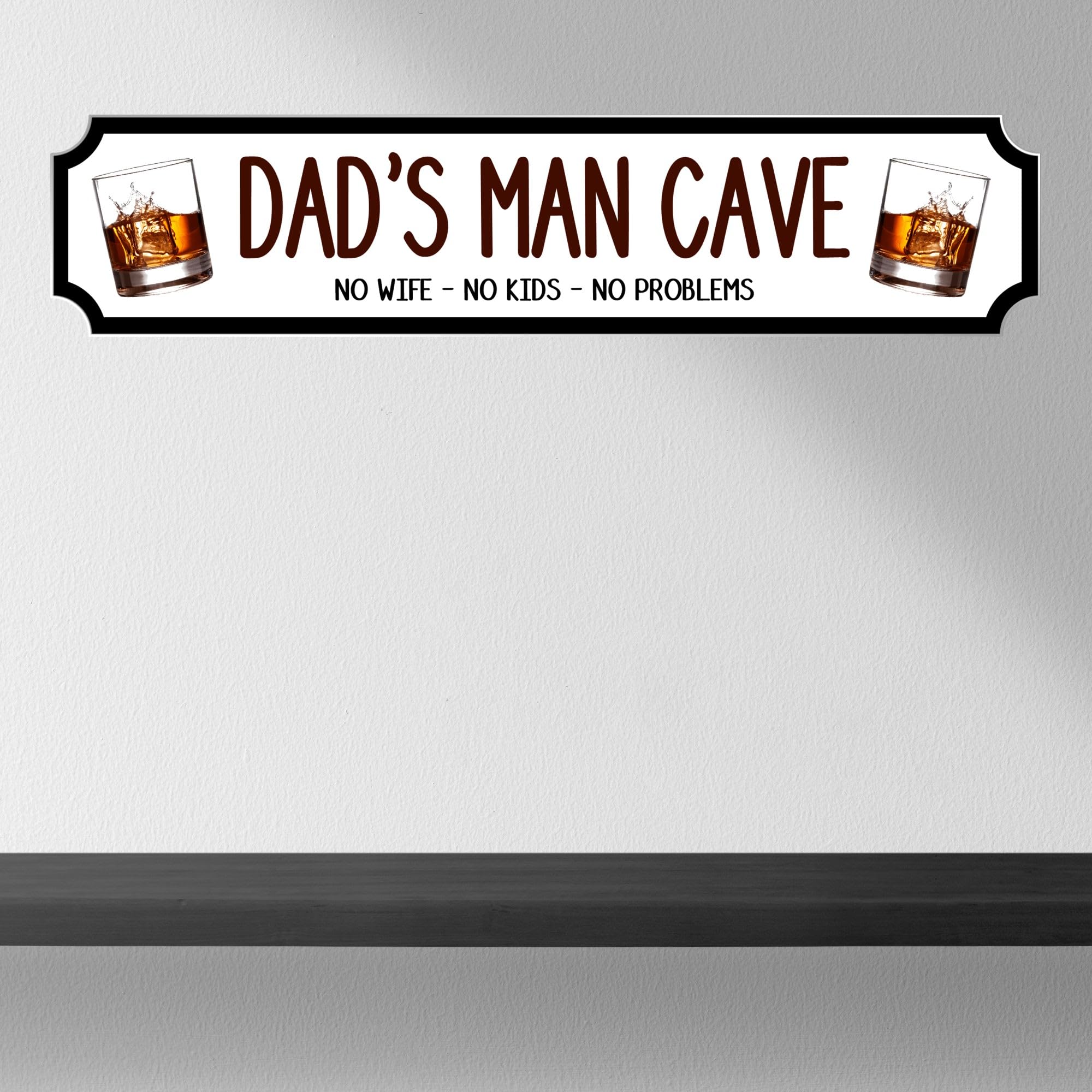 Dad's Man Cave Personalised MDF Wood or Acrylic Street Sign Plaque - Custom Gift for Dads, Whiskey Lovers, Man Cave, Garage, Den Decor (Acrylic - Indoor & Outdoor use, Extra Large 590mm x 130mm)