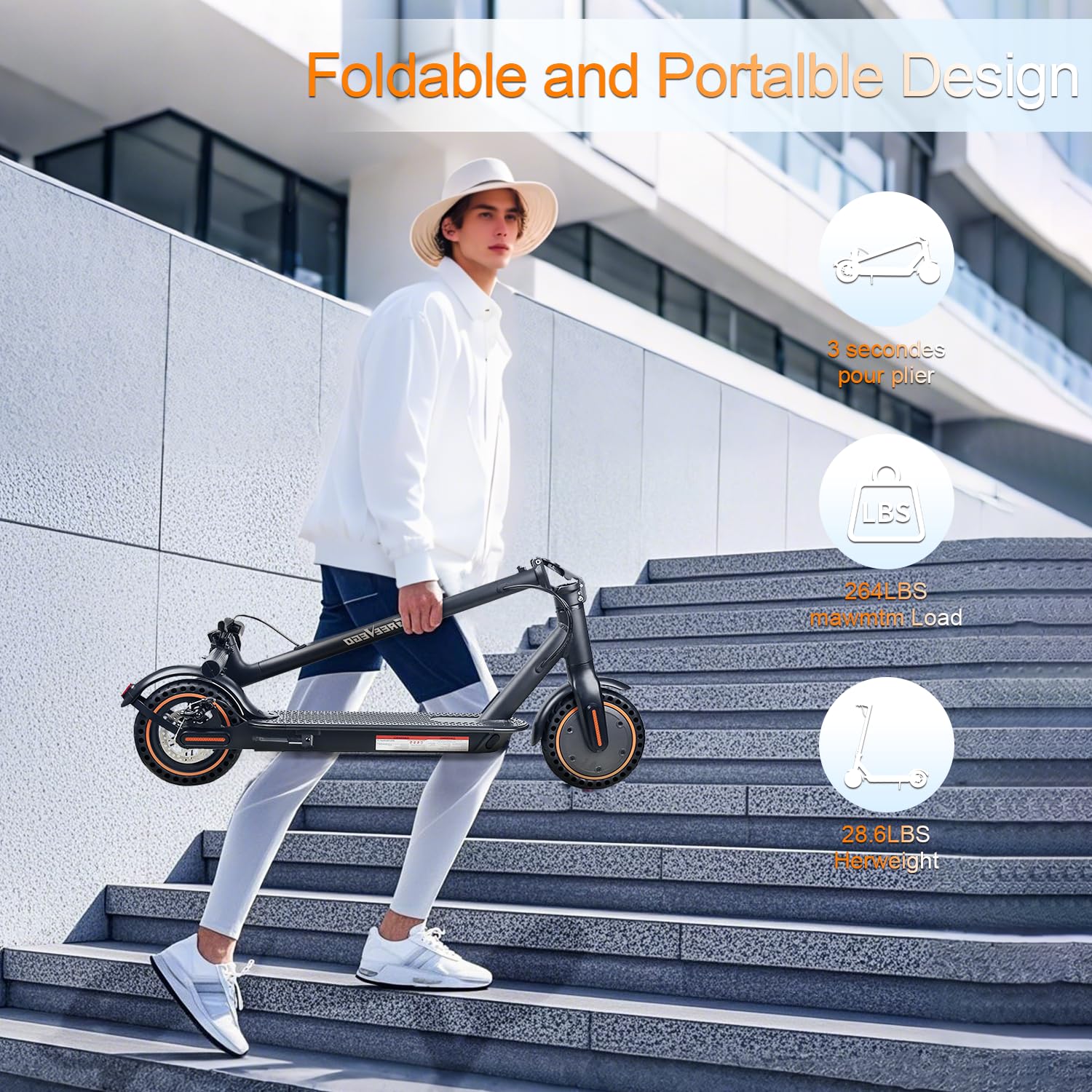 QnQ Trottinettes Électriques Adulte, 2026 Trottinette Pliable 8,5", Moteur 500W/25KM/H Autonomie 30KM, Pneus Nid d'abeille Increvables, Contrôle Via APP et Affichage LED,Batterie 36V 10.4Ah, Max 120kg