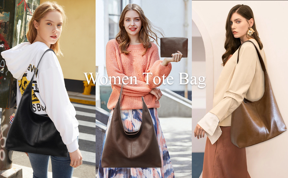 Bolso Hobo de Cuero para Mujer Tote Suave Grande 2pcs miniatura 7