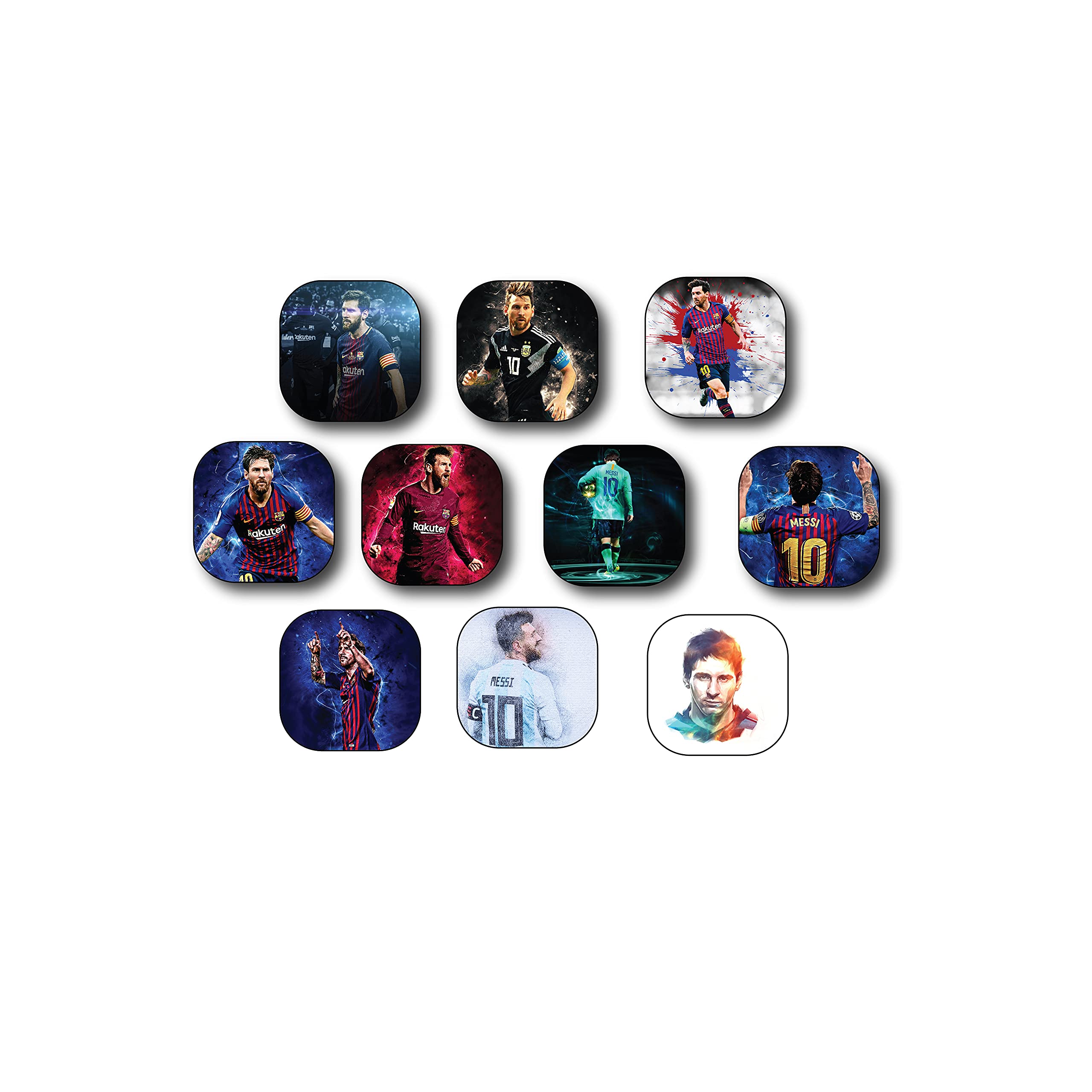 woopme 10 PCs Lionel Messi Decorative Wooden Wall Decor For Home Living Kids Bedroom Office Hotel Multicolored