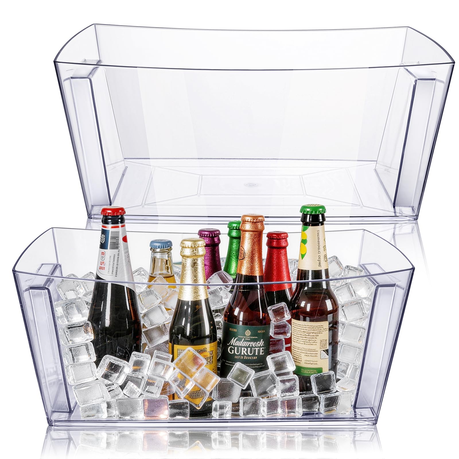 Photo 1 of 2 Pack Ice Bucket for Parties, 15L Large Champagne Bucket Wine Cooler, Plastic Beverage Tub Drink Bucket for Beer Cocktail Mimosa Bar, Commercial Drink Cooler for Wedding Events (15.7x11.8x6.7 in)