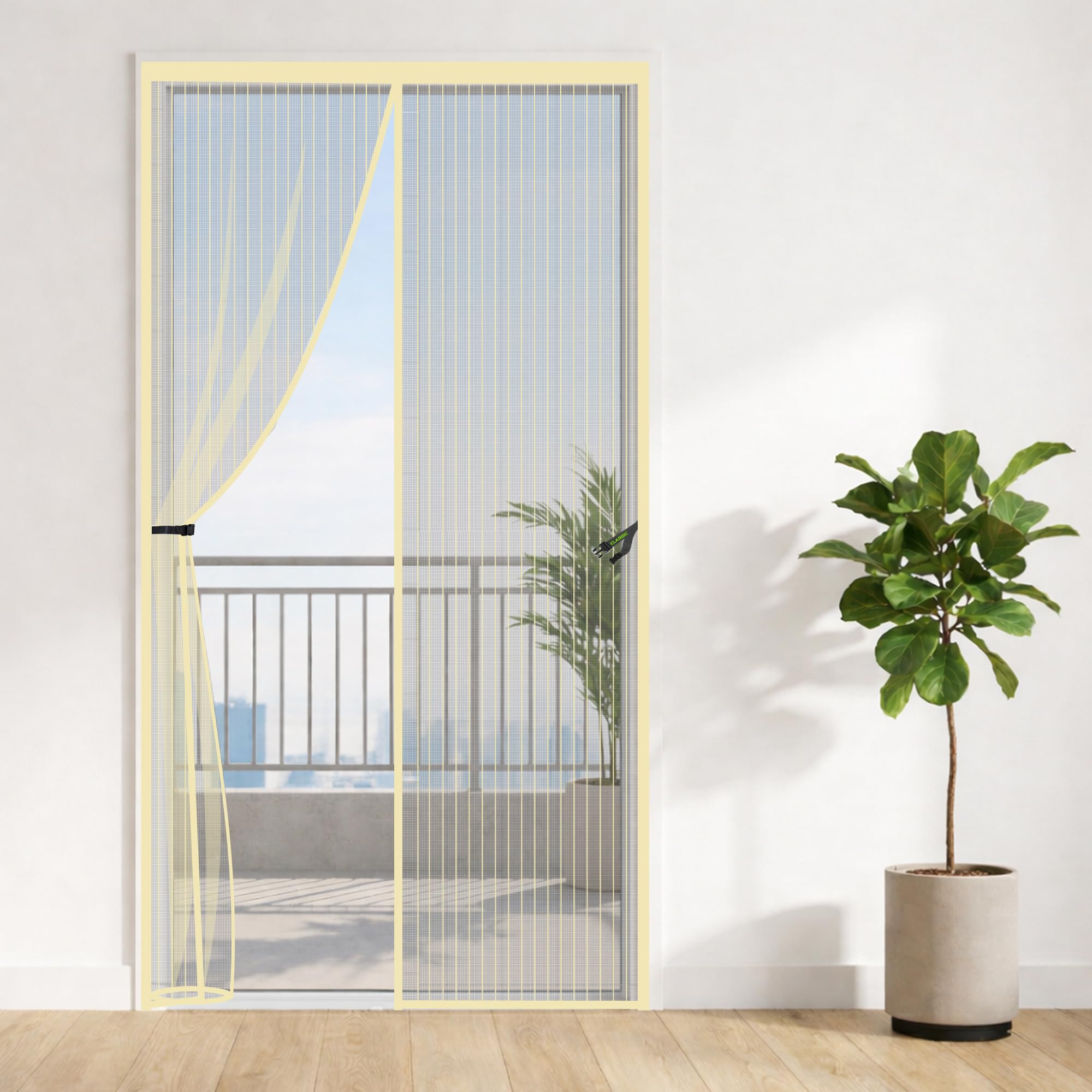 Classic Mosquito Net for Doors with Magnets | Tear-Resistant Polyester Mesh | Auto-Close Magnetic Screen Door, Balcony & Kitchen | DIY Installation | Protection Insects (205 x 90 cm,Ivory)-image-34