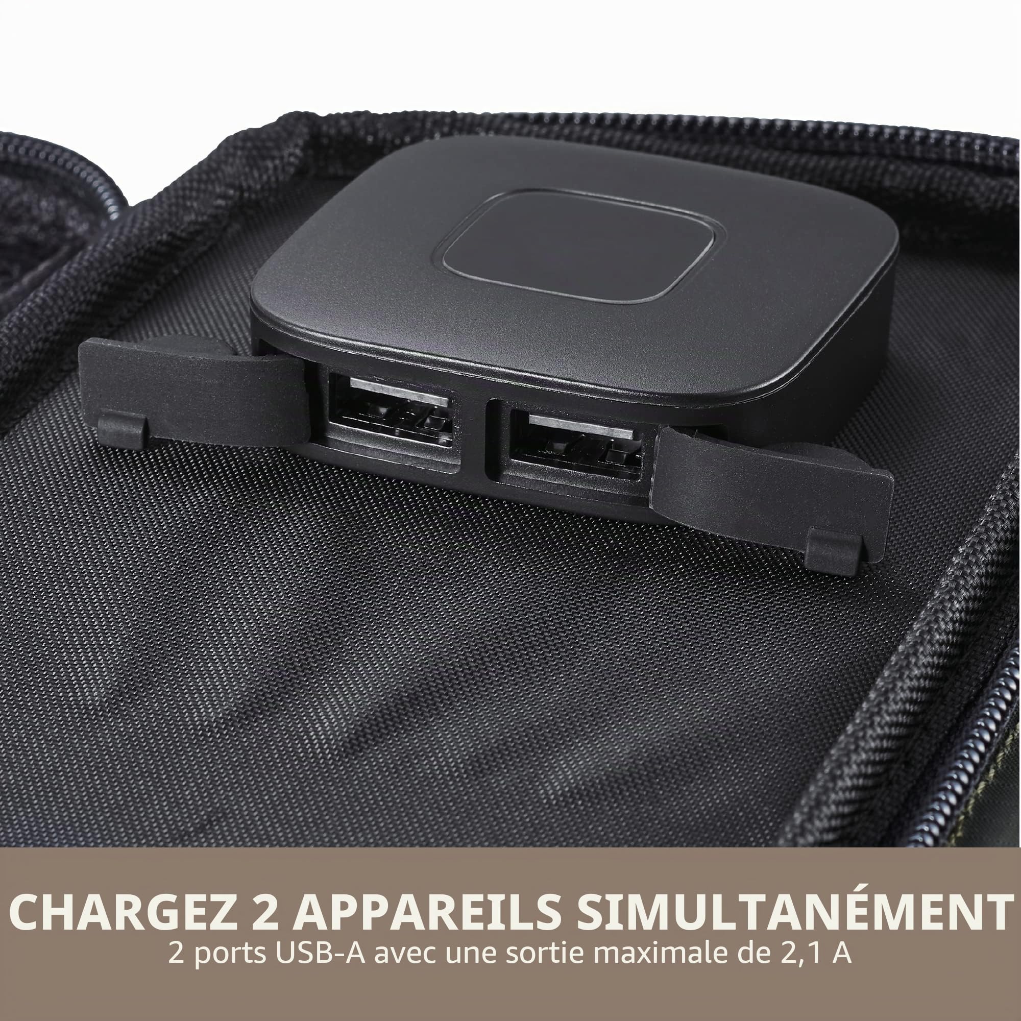 ELECOM NESTOUT Panneau Solaire Portable, Double Ports USB-A, Chargeur de génération d'énergie 28 W pour téléphone Camping, Nylon indéchirable Durable, résistant à l'eau, Pliable, léger, Supports