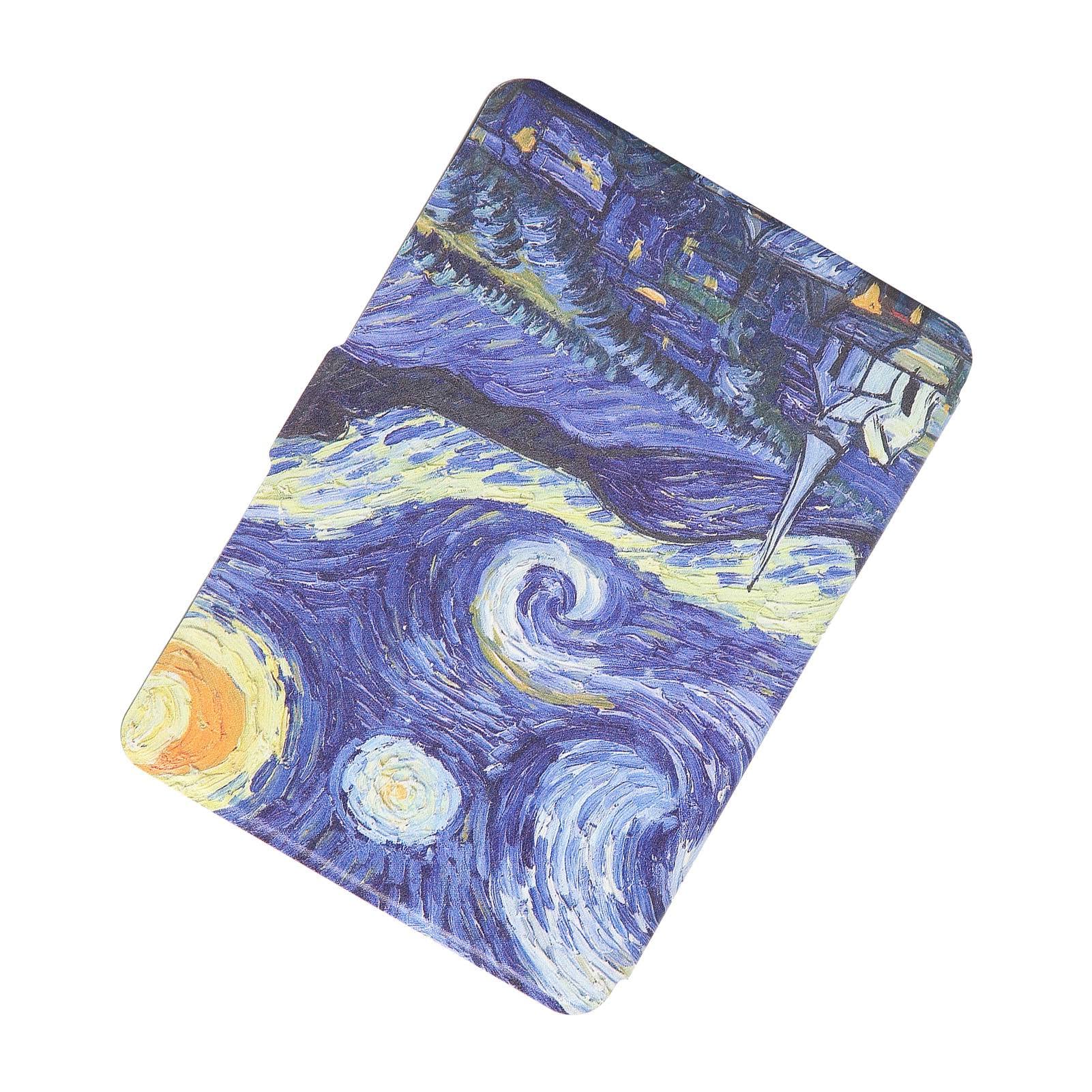 Funda para Kindle Paperwhite, Fundas para Lectores de Libros Electrónicos Conciso, Elegante, Duradero, de Piel Sintética Suave para Kindle Paperwhite(Cielo estrellado de van gogh)