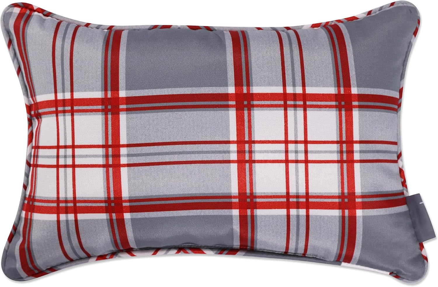 Pillow Perfect Christmas Outdoor/Indoor Reversible Lumbar Throw Pillow in Noel Christmas Plaid, 12" x 18"
