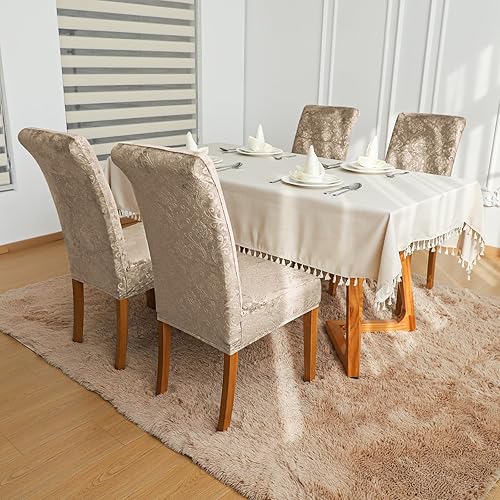 Vista 23 de Forcheer - Juego de 4 fundas elásticas para sillas de comedor con estampado elástico, lavable, extraíble, para cocina, hotel, restaurante