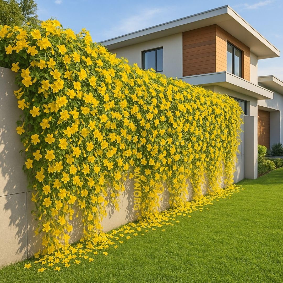 Cat's Claw Creeper Plant, Fast-Growing Climber with Vibrant Yellow Flowers for Garden & Walls, Easy to Grow, Hardy from Wynorg (2 CATS CLAW)