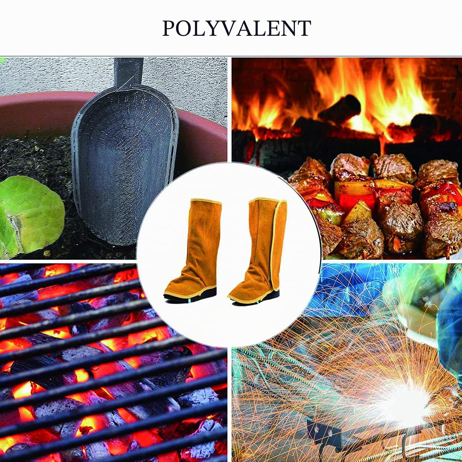 Fyearfly 1 Paire Protecteur De Chaussures De Soudeur, Guêtre de soudage, Ignifuges Guetre Cuir Soudage Résistantes, Couvre Chaussures De Protection Contre Le Soudage pour à L'électrode