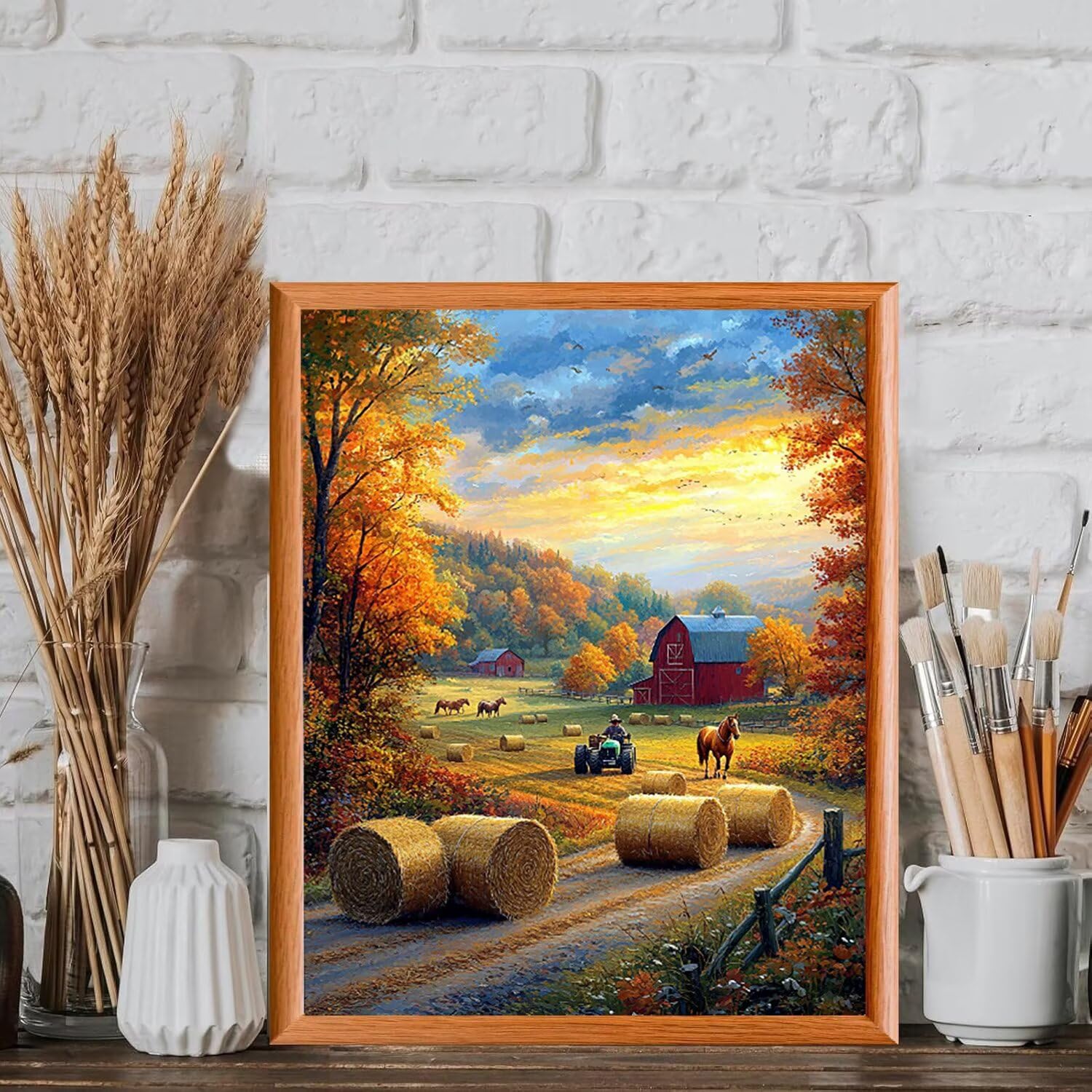 WEISHIWE Dipingere con i Numeri Adulti Fattoria, 80x100cm s-711 | Paint by Numbers Kit con Pennelli e Acrilico Pigmento, Fai da te Olio La Pittura di Numeri Kit, Decora la Casa, senza Cornice