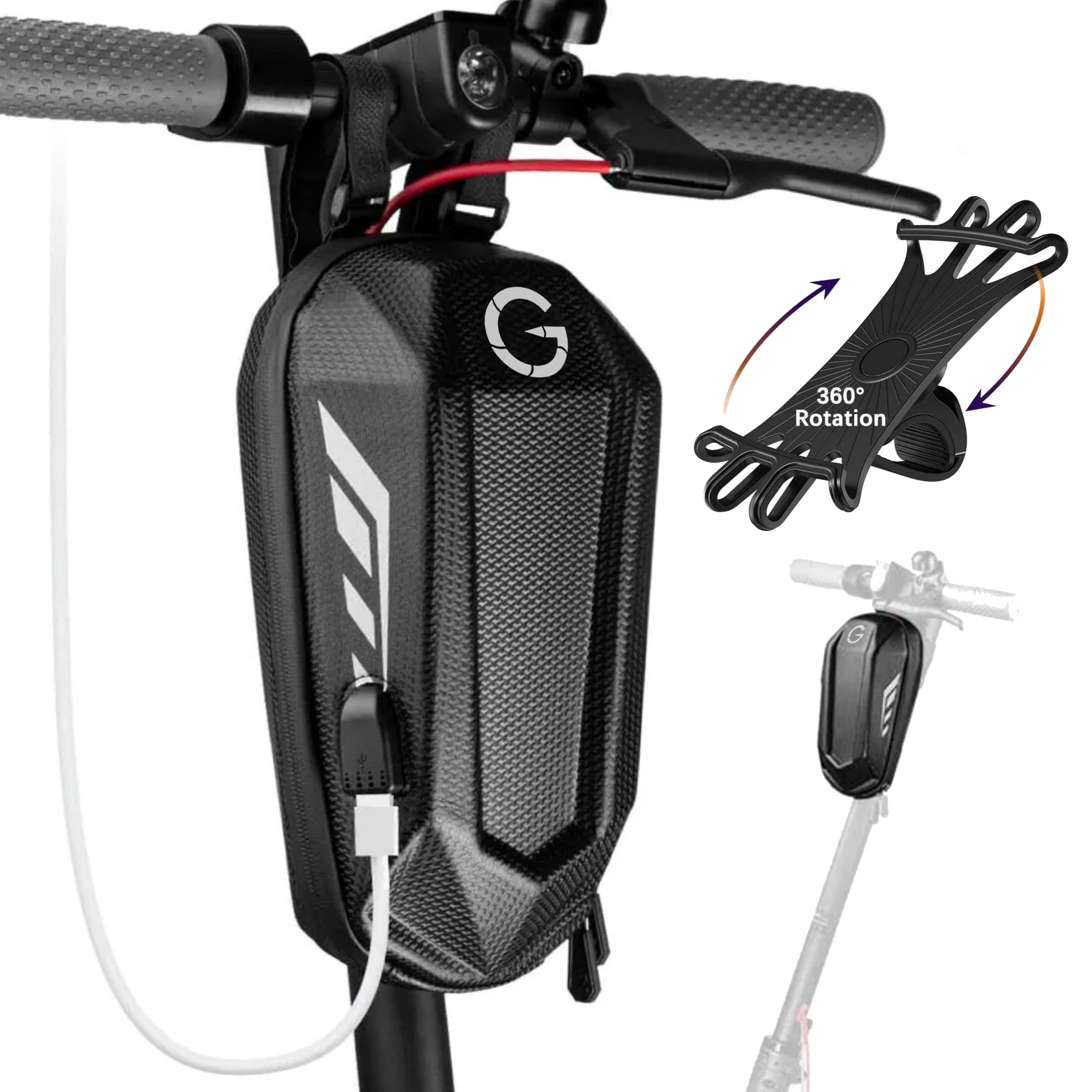 GRINADA® Borsa Monopattino Elettrico Con USB 2l 3l Accessori Monopattino Borsello Zaino Portaoggetti Marsupio Compatibile Con Monopattino Elettrico Xiaomi Ninebot Ducati Kickscooter Front Bag