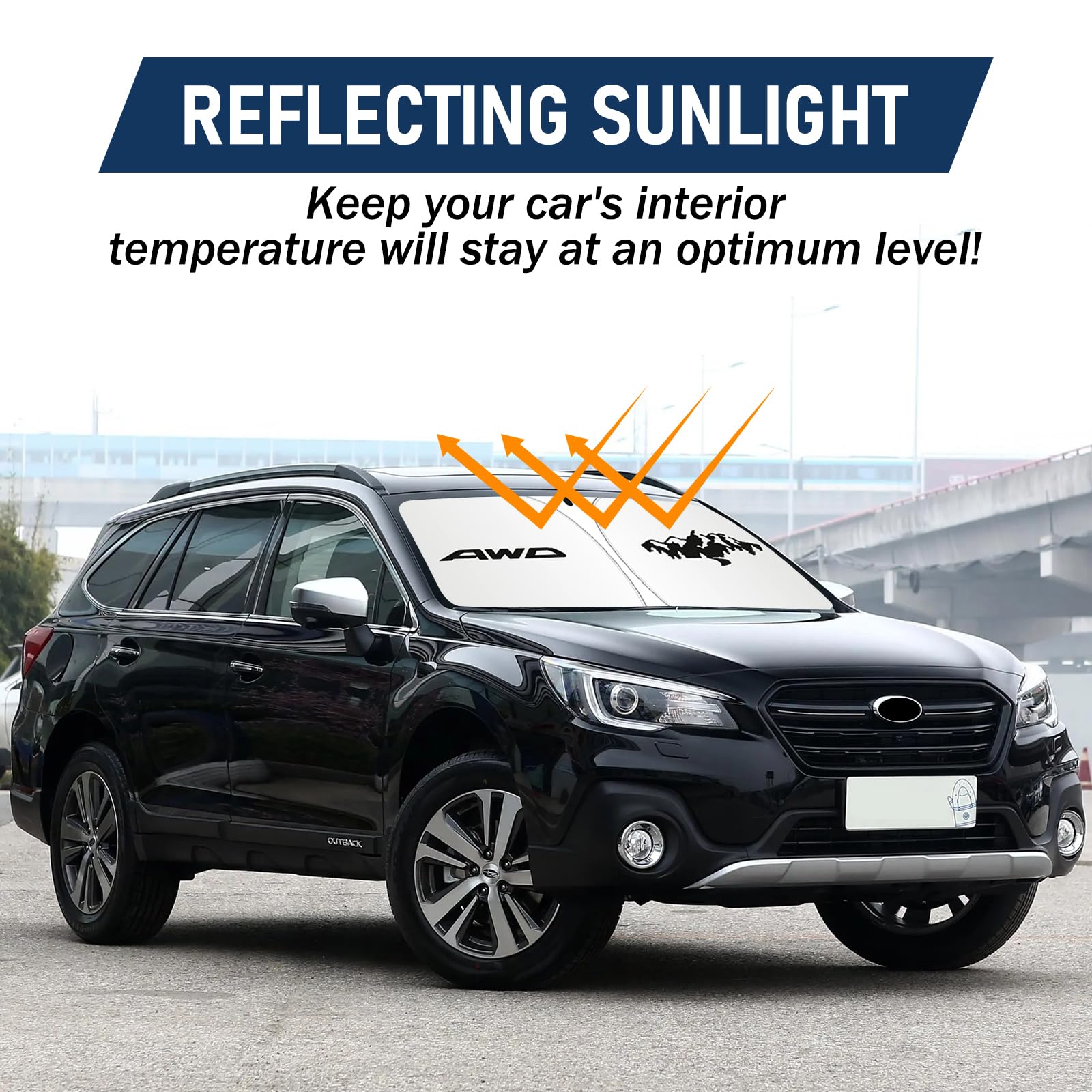 for Subaru Outback Sun Shade 2015-2024 2025, Car Front Window Covers Sun Visor Protector, Foldable Blocks UV Rays Windshield Sunshade for Subaru Outback Accessories