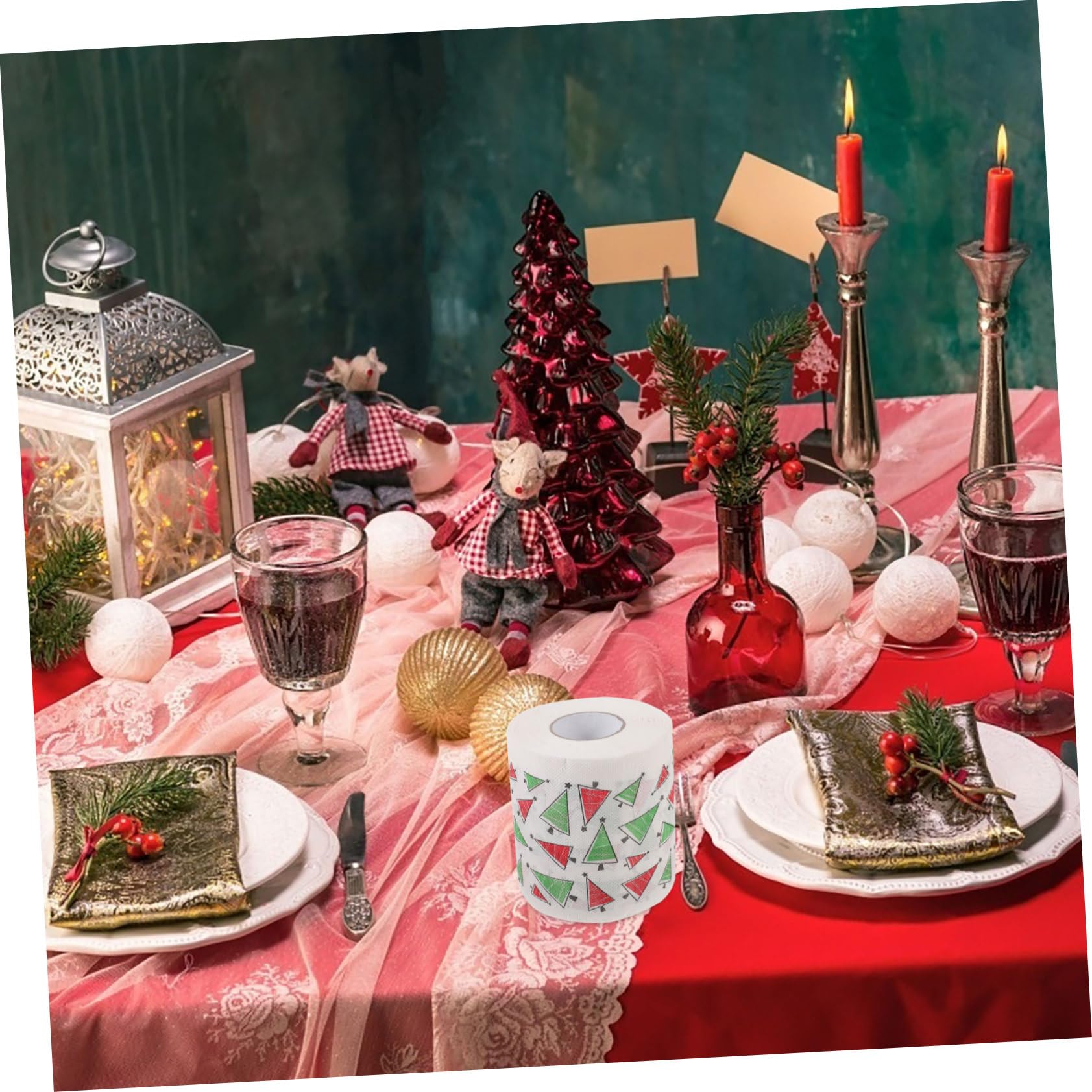 5rollos Servilletas De Papél Para Fiesta Servilletas De Cena Navideñas De Fiesta De Papél Decoración De Navidad