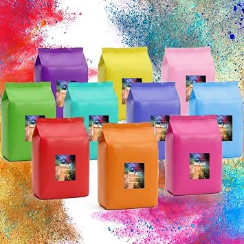 Holi Colors Powder-10 Colors 30 Pounds Bulk Color Run Powder for 100+ People,10 Pack of Smoke Powders 3 Pounds Each Multiple Uses for Activities,Gender Reveal,Fun Run,Photoshoot,Chalk,Color Wars