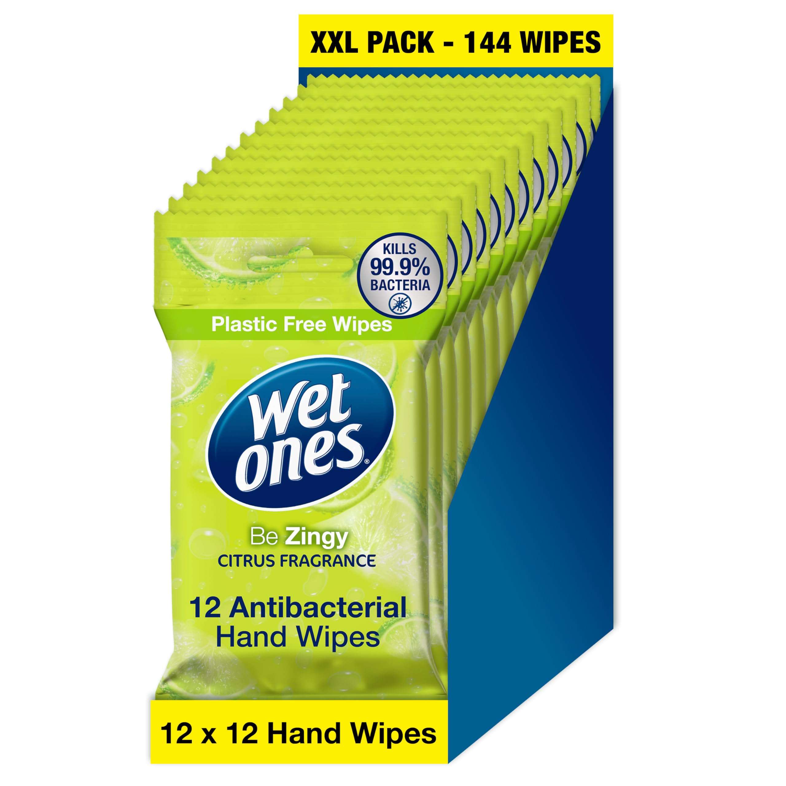 Be Zingy – Plastic Free Antibacterial Pocket Size Hand Wipes - 144 wipes – 12 packs x 12 wipes