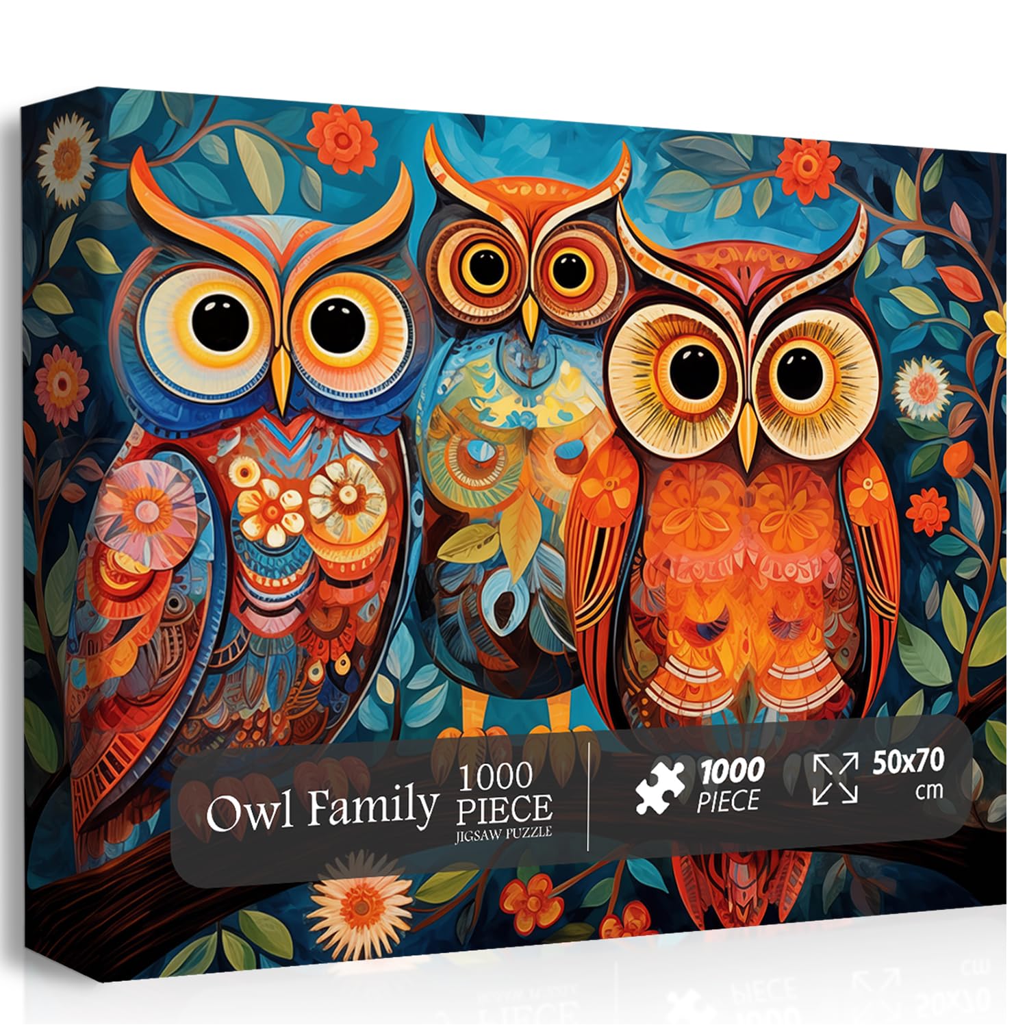Owl Puzzles for Adults 1000 Pieces, Vintage Bird Family Jigsaw Puzzles,Impossible Flower Forest Animalas Puzzle as Owl Decor