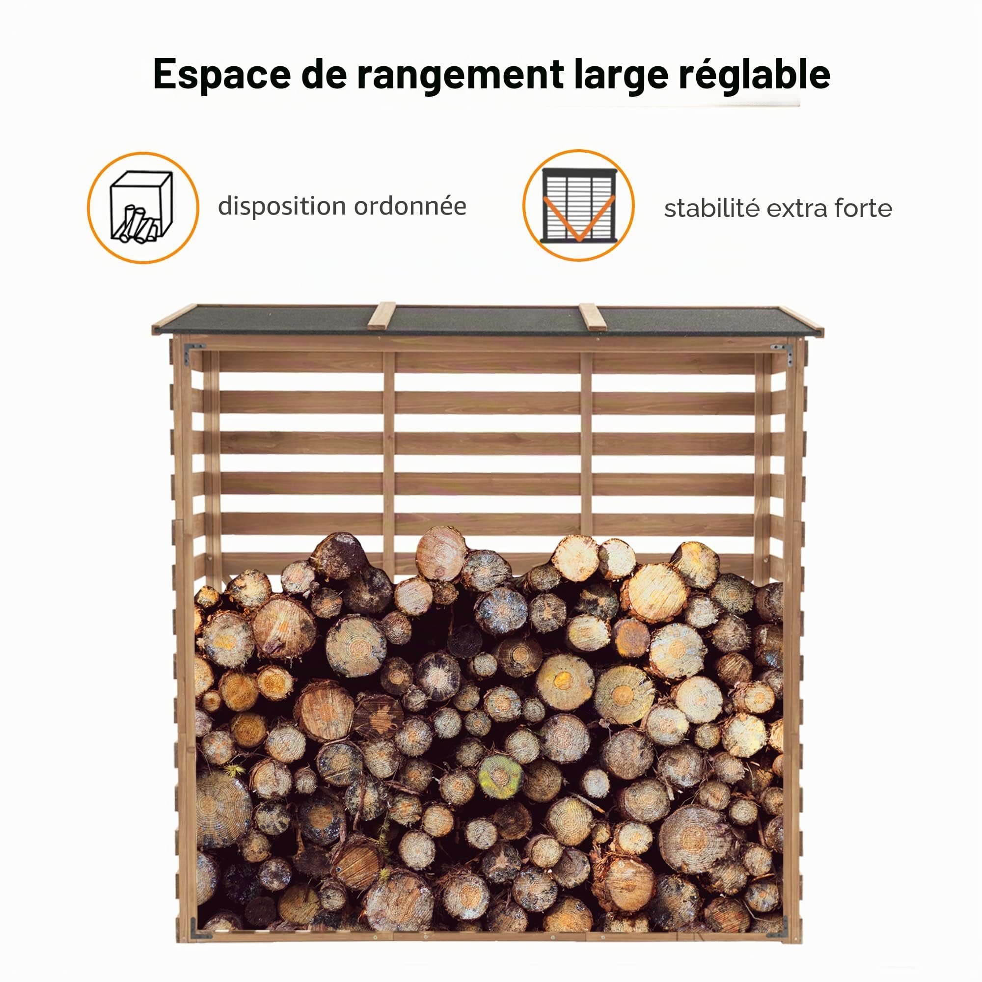 M MCombo Étagère à bois extérieure 90 × 185 × 186 CM avec couverture imperméable