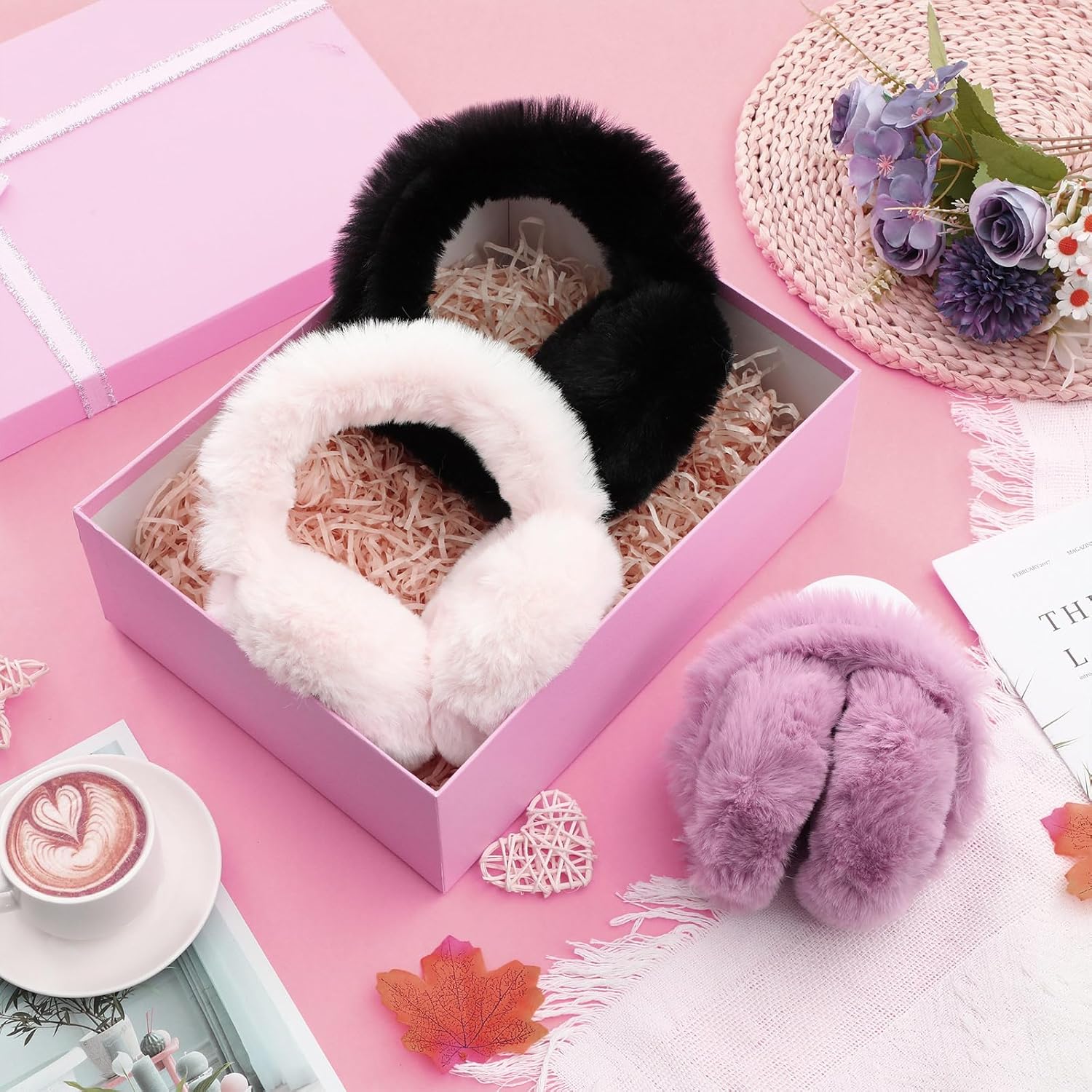 Ramede 3 Pcs Women Winter Ear Muffs Faux Fur Earmuffs Fuzzy Foldable Fluffy Ear Warmers for Winter Outdoor Cold Weather - Image 6