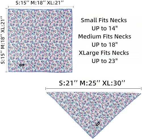 Miniatura 2 de Bandanas extragrandes para perros, 4 unidades de bandana para cachorros, naranja, rosa, azul, estampado floral, babero, bufanda, accesorios para