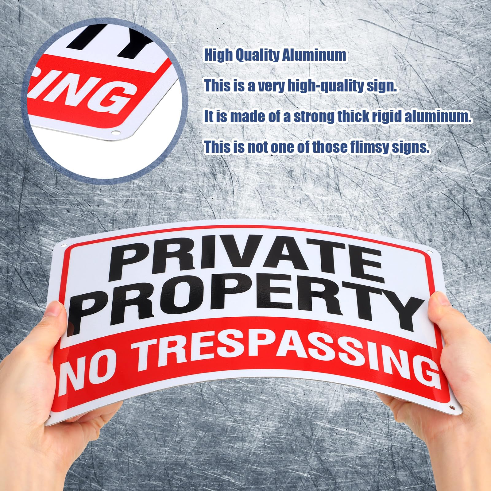 Yaocom Paquete de 30 letreros de no Trespassing de propiedad privada de 10 x 7 pulgadas, letreros de aluminio sin óxido con 4 agujeros para mantener fuera advertencia de residencia privada, duradero