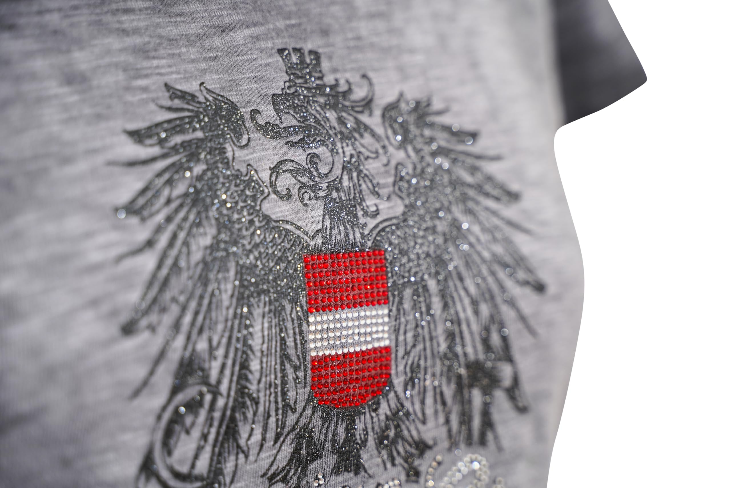 NEU! Austrian Girl Glitzer T-Shirt -Lass Dich verzaubern - Weicher Stoff, Perfekte Passform, Pflegeleicht, Langlebig, Ideal für Freizeit und Sport, Geschenk für Österreich-Fans