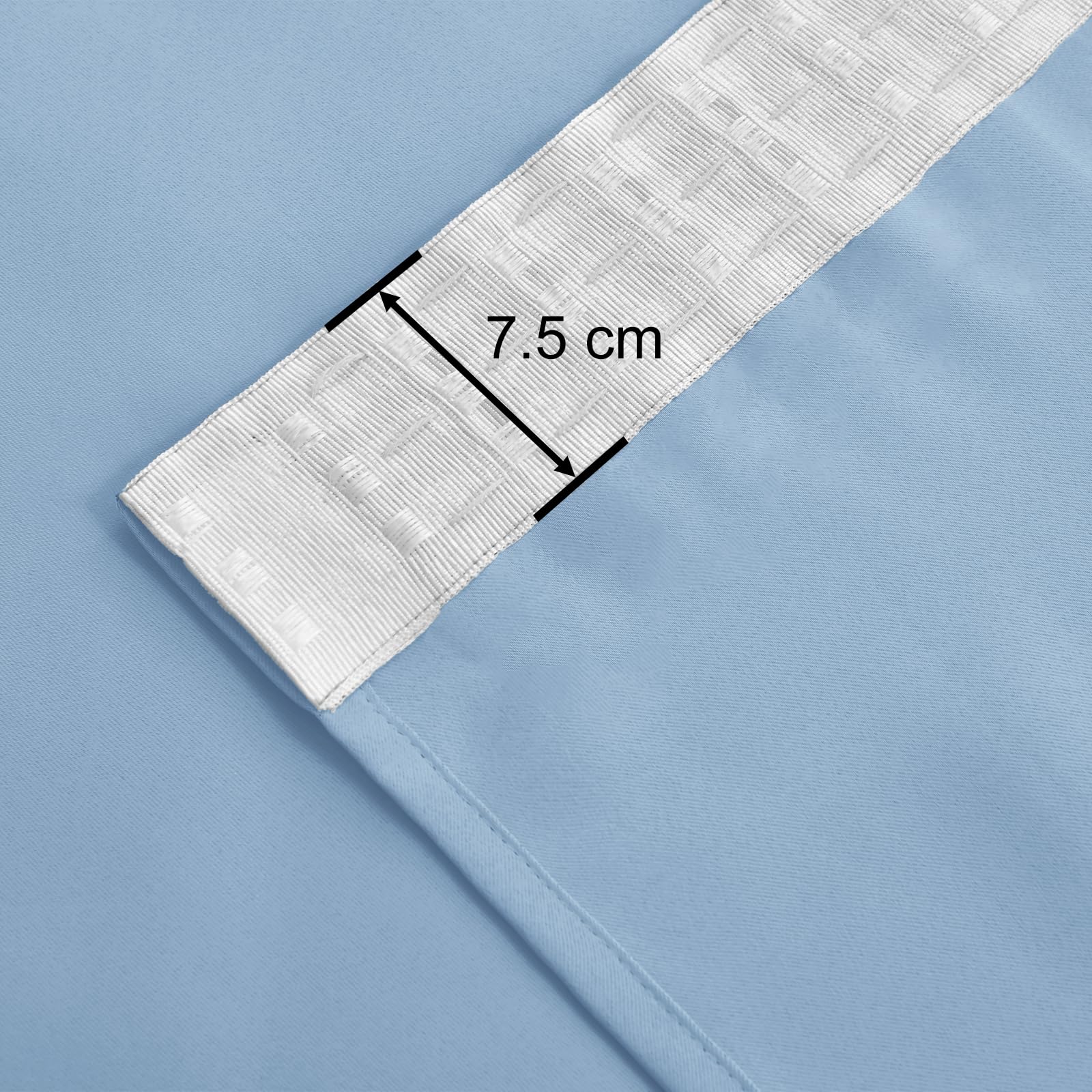 JIUZHEN Opaque Curtains with Ruffle Tape, Blackout Curtains, Living Room Curtains, Bedroom, Thermal Curtain, Light Blue - Image 4