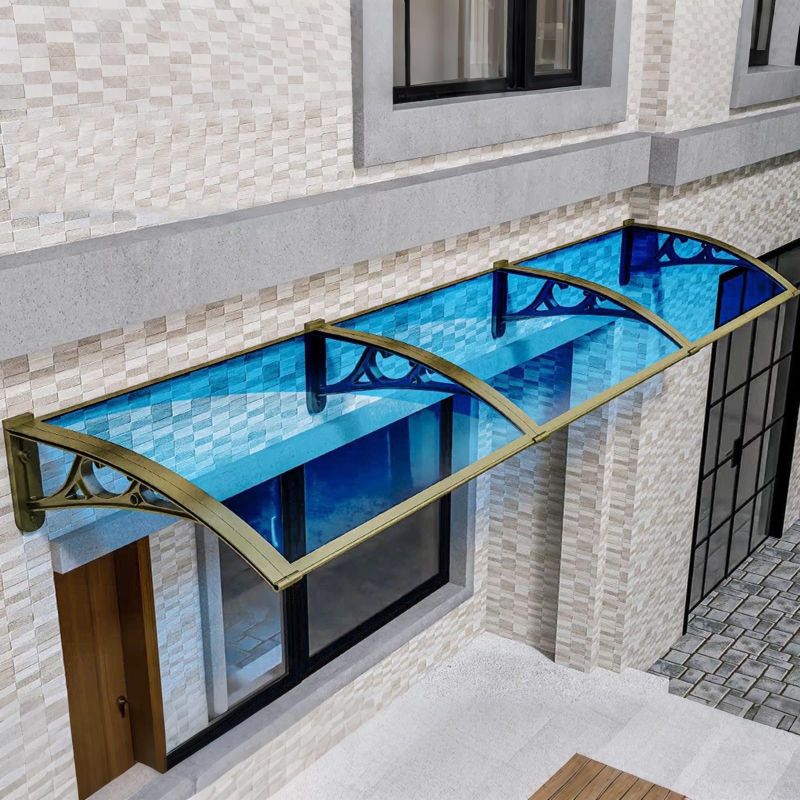 Auvent de porte en aluminium et polycarbonate, l'abri d'entrée élégant haut de gamme