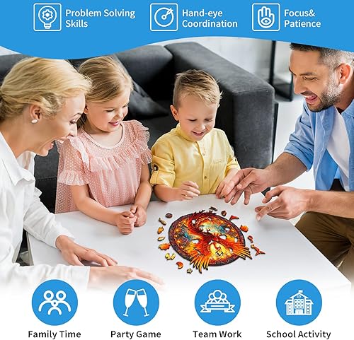 Miniatura 4 de Rompecabezas de madera para adultos, 200 rompecabezas de madera de fénix para niños, (M-11.8 x 10.9 pulgadas), rompecabezas de madera de animales
