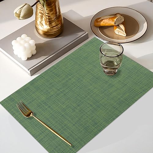Miniatura 5 de Juego de 6 manteles individuales de vinilo, tejido de PVC, lavables, antideslizantes, resistentes al calor, sin arrugas, para mesa de comedor,