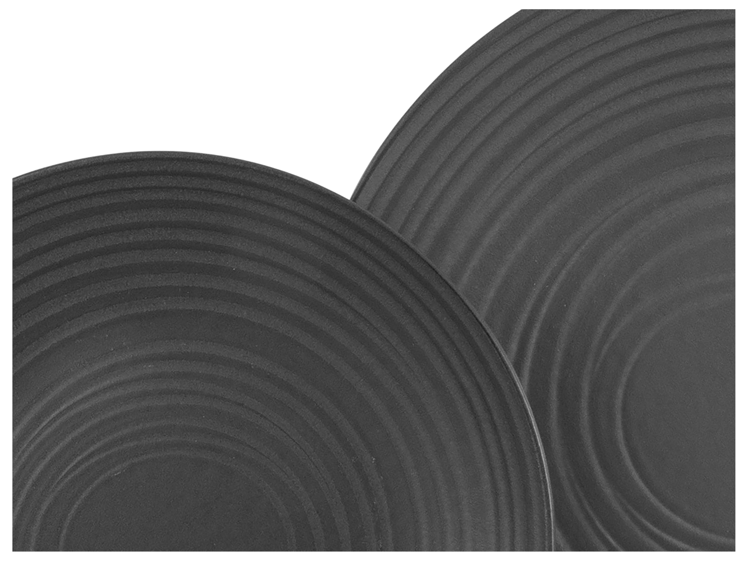 CreaTable, 20568, seria Lava Stone Black, 24-częściowy zestaw naczyń dla 6 osób, serwis kombi z kamionki, nadaje się do mycia w zmywarce i używania w kuchence mikrofalowej, wyprodukowano w Portugalii