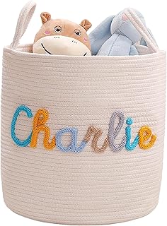 Personalized Baby Basket with Name, Custom Cotton Rope Storage Bin, Newb...