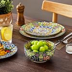 vancasso 18 Pieces Dinnerware Sets, Plates and Bowls Set, Porcelain Dishes Set for 6, Microwave and Dishwasher Safe, Scratch Resistant, Bohemian Style Dining Ware Service for 6, Series SIMI