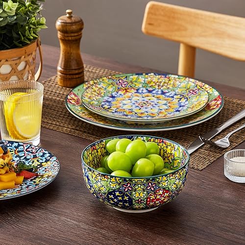 Miniatura 5 de vancasso Juego de vajilla de 18 piezas, platos y cuencos, juego de platos de porcelana para 6, aptos para microondas y lavavajillas, resistente a