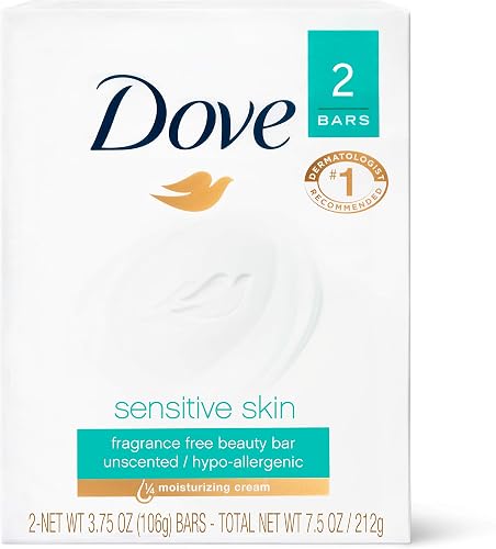 Dove Beauty Bar Soap Sensitive, 24 Bars for Sensitive Skin, 