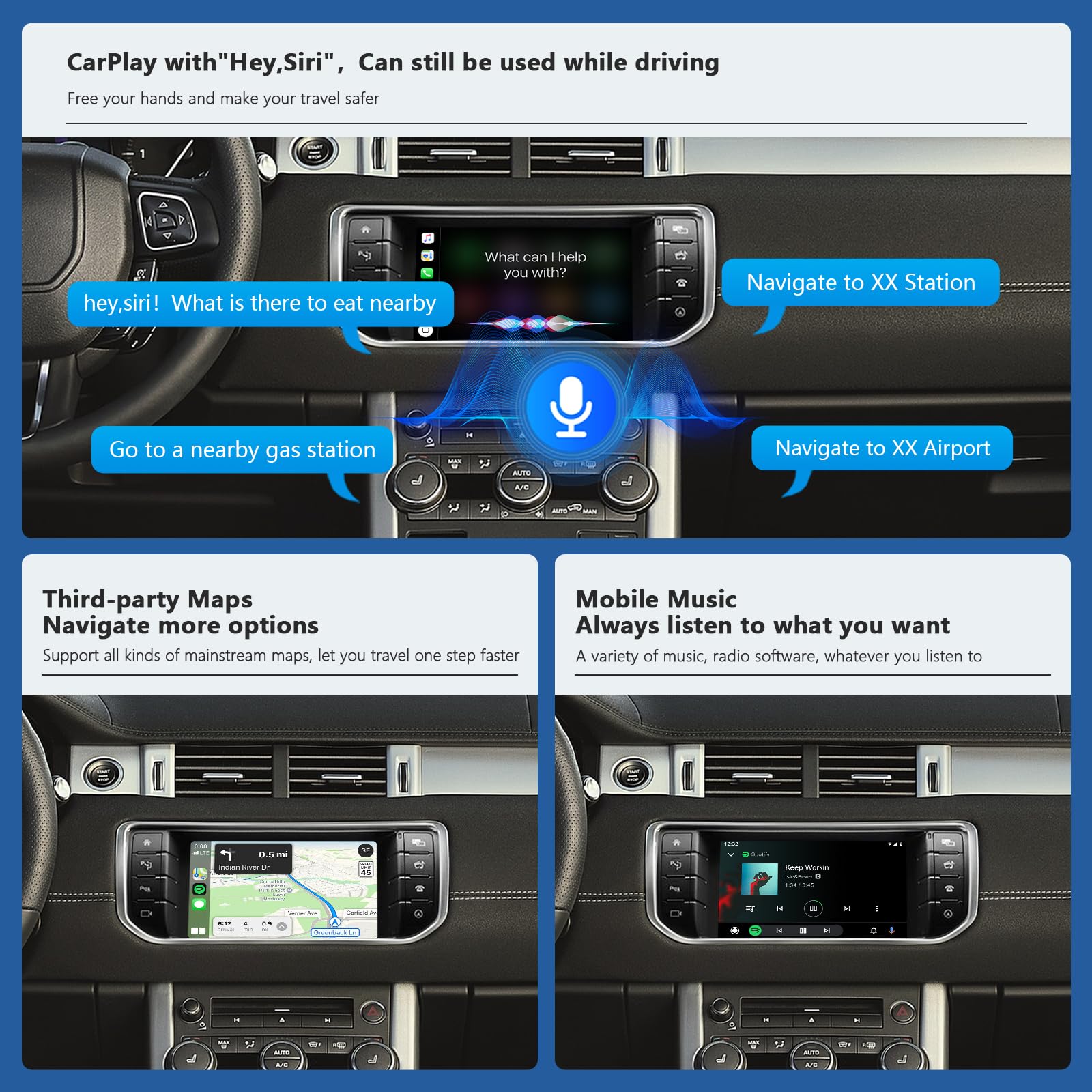 Road Top Module CarPlay sans Fil pour Land Rover avec système Bosch | Android Auto sans Fil, Interface Décodeur CarPlay, MirrorLink, Navigation