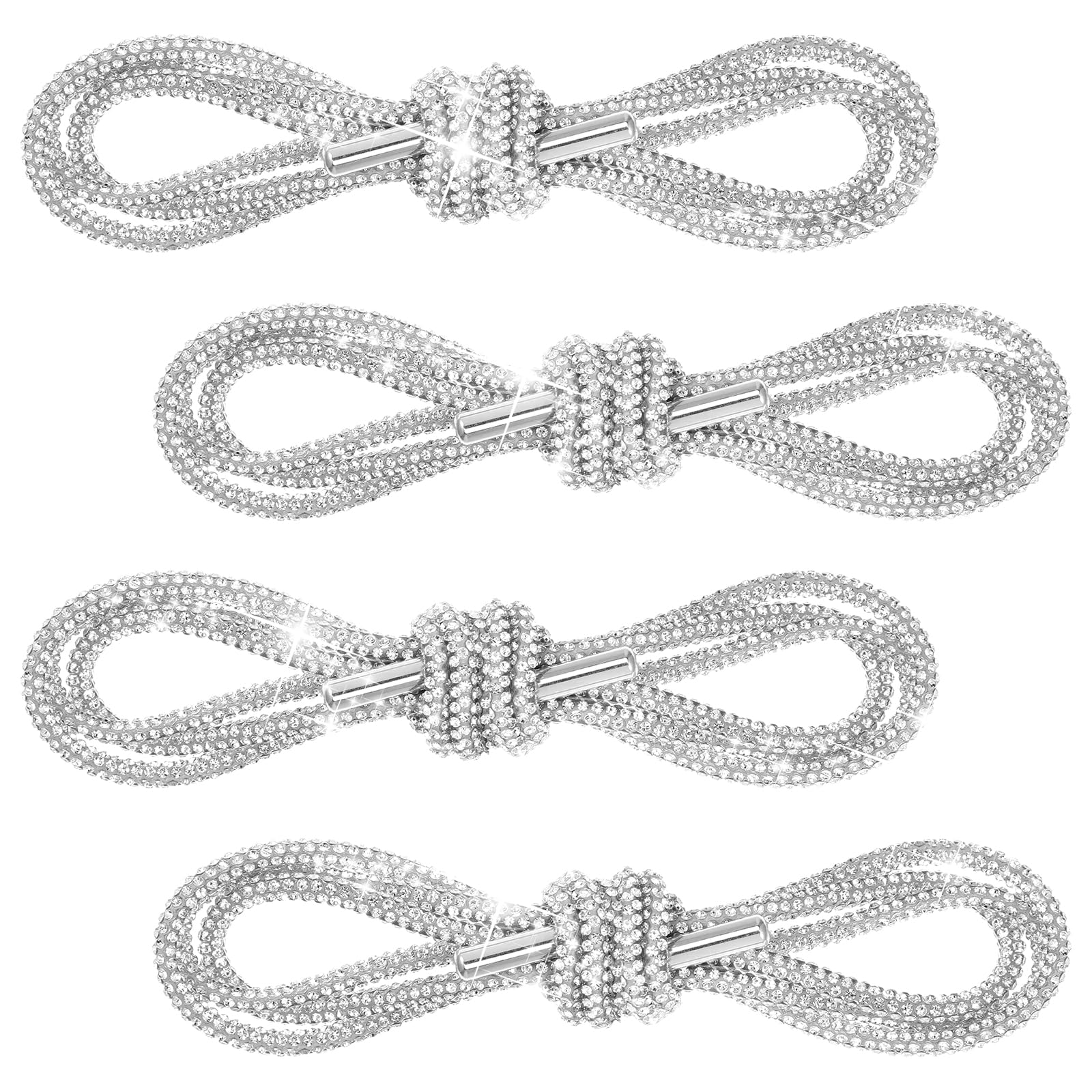 4pcs Glitter Shoe Laces, Rhinestone Shoe Strings for Sneakers Crystal Bling Replacement String Shiny Round Rope Drawstring Cords for Hoodies Sneakers Sweatpants Boots, 120cm/47In