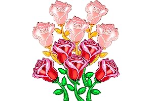 10Pcs Flower Foil Balloons, Big 37 Inch Rose Balloons, Spring Summer Floral...