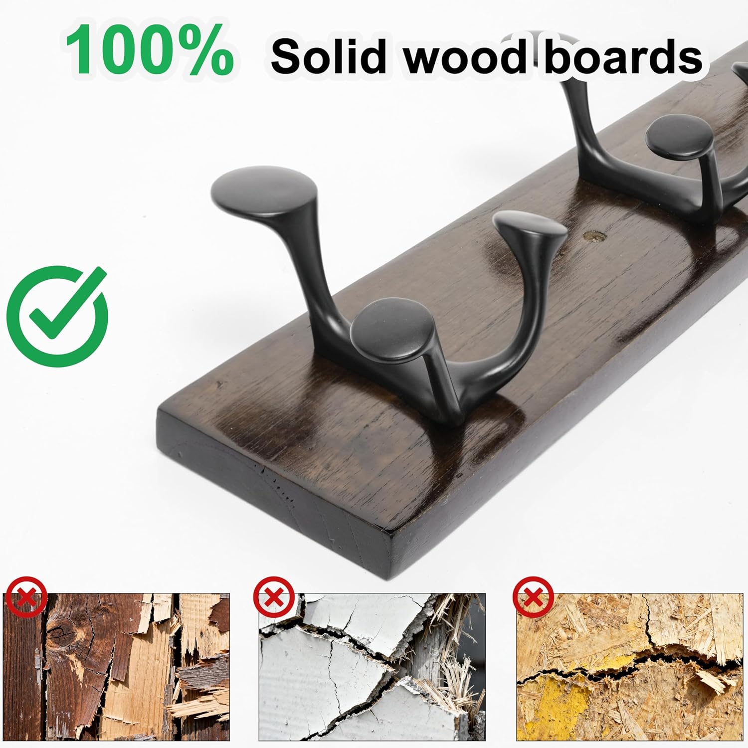 SKOLOO 17-Inch Walnut Wood Coat Rack Wall Mount with 3 Triple Hooks - Ideal for Family Entrances, Classrooms, and Pet Supplies Storage - Perfect Coat Hooks for Wall