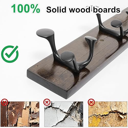 Miniatura 65 de SKOLOO Perchero de madera blanca de 17 pulgadas con 3 ganchos triples, ideal para entradas familiares, aulas y almacenamiento de suministros para